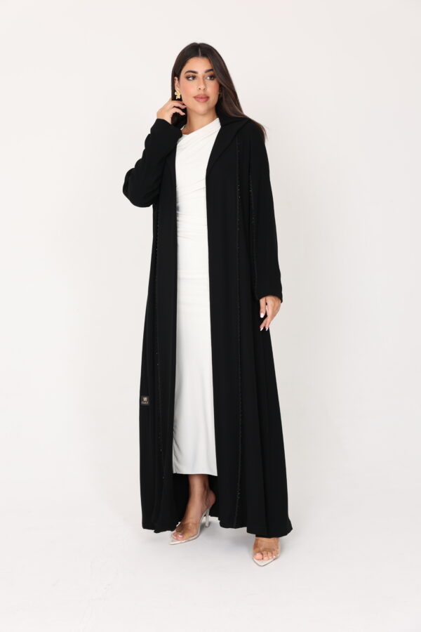 Abaya Blazer Fabric Crape Black Handmaid - 8365 - Image 2