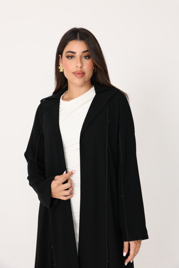 Abaya Blazer Fabric Crape Black Handmaid - 8365 - Image 5