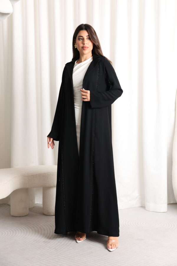 Abaya Blazer Fabric Crape Black Handmaid - 8365 - Image 6