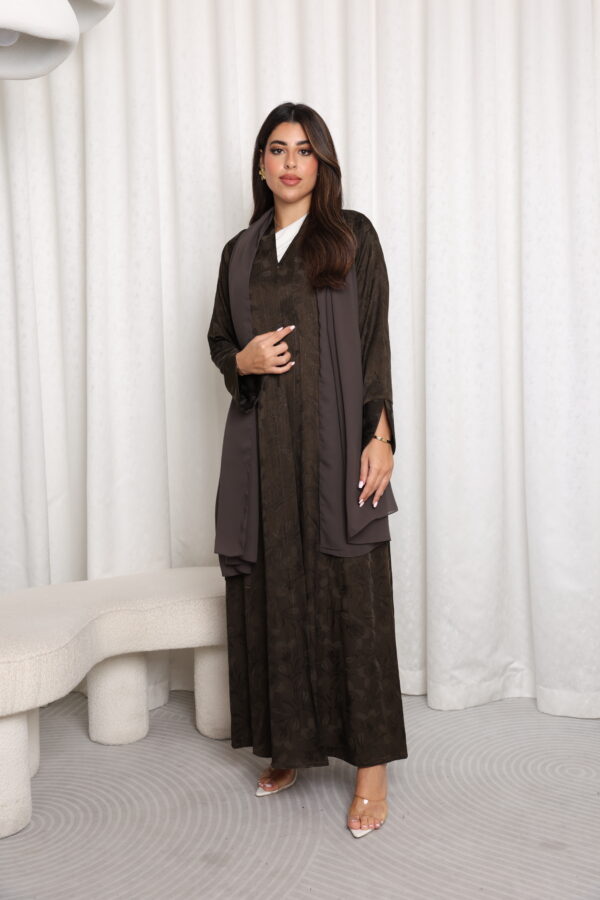 Summer Collection Abaya Dark Olive Colour - 8375 - Image 6