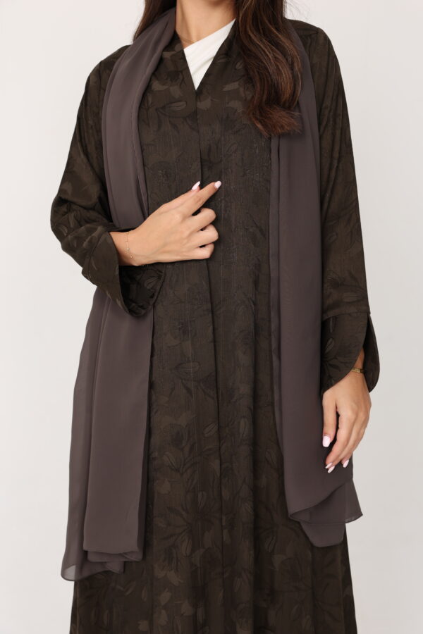Summer Collection Abaya Dark Olive Colour - 8375 - Image 3